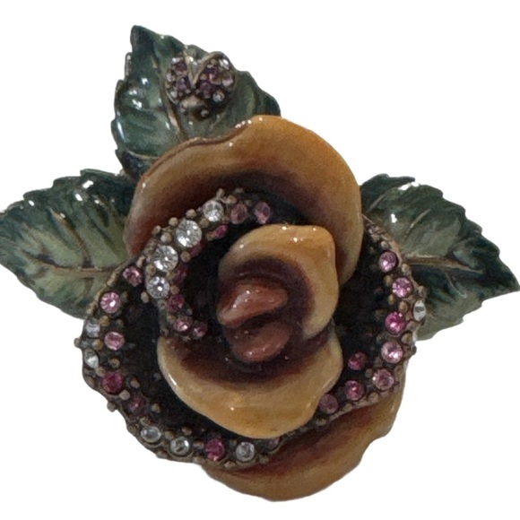 JAY STRONGWATER PERFUME BOTTLE ROSE & LADYBUG STOPPER SWAROVSKI CRYSTALS VANITY - Picture 5 of 9